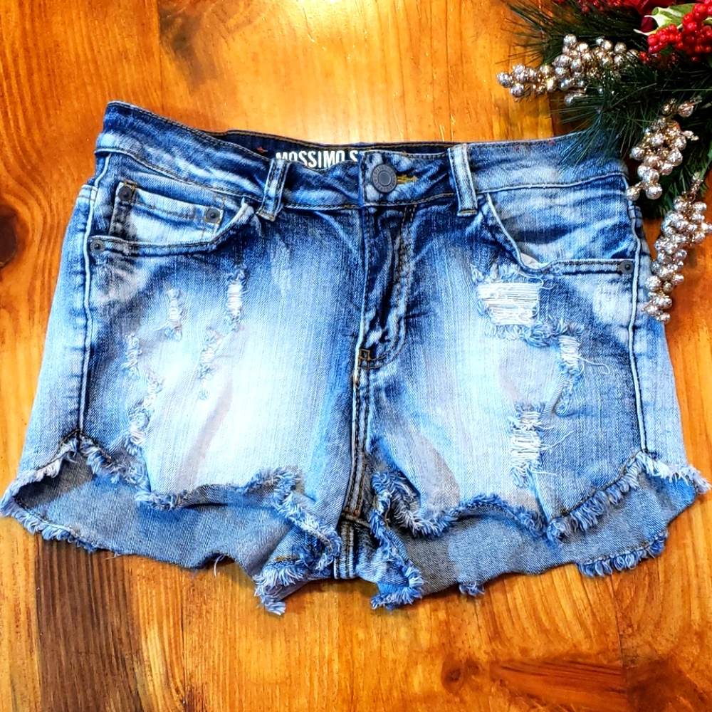 Mossimo Distressed Raw Edge Denim Shorts Jean 9